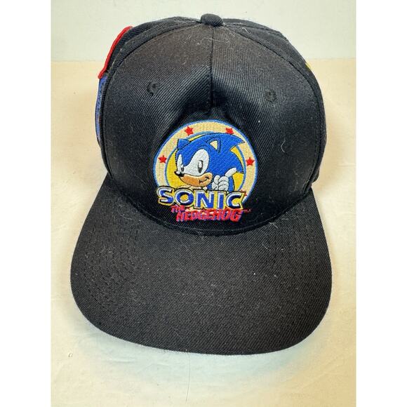 Sonic the Hedgehog baseball cap hat black patch logo snapback Egg man - Picture 1 of 10